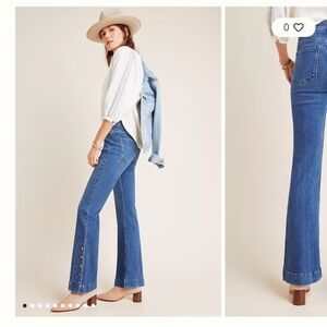 Anthropologie Pilcro Button-Hem High-Rise Bootcut Jeans size 27 Letterpress